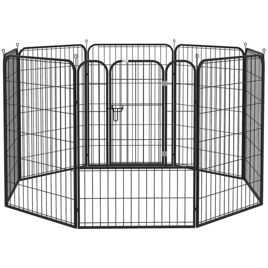 Pawhut Parque Para Mascotas 8 Vallas 80x100 Cm Corral Plegable Puerta Y Doble_0