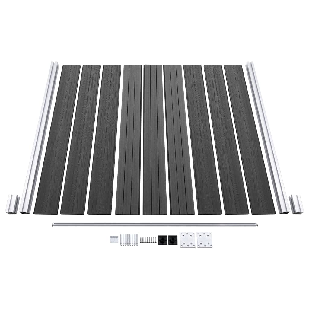 Juego De Paneles De Valla Wpc Negro 526x186 Cm / Vetonek_2