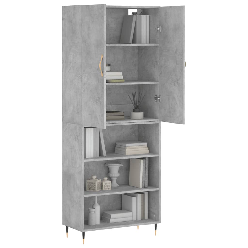 Aparador Alto Madera Contrachapada Gris Hormigón 69,5x34x180 Cm_2