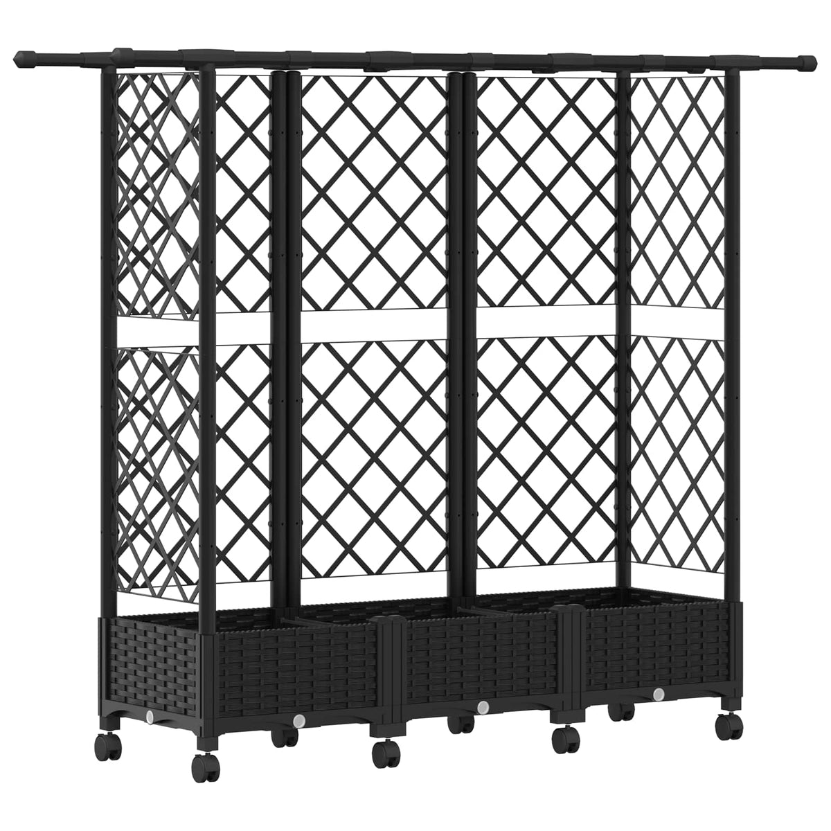 Cama Elevada Con Trellis Y Techo Negro 164 X 40 X 127 Cm Pp_0