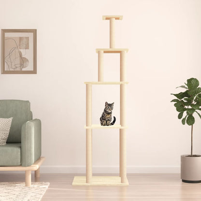 Rascador Para Gatos Con Postes De Sisal Color Crema 183 Cm_1
