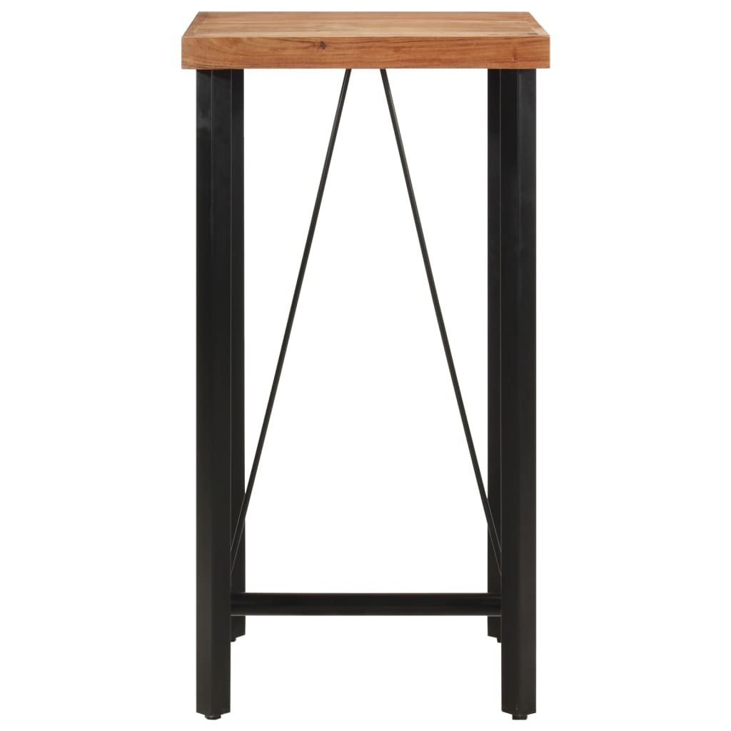Mesa Alta De Hierro Y Madera Maciza De Acacia 55x55x107 Cm_0