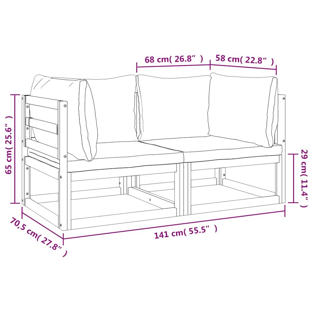 Vidaxl Sofás Modulares Esquina 2 Uds Madera Acacia Cojines Gris Claro_2