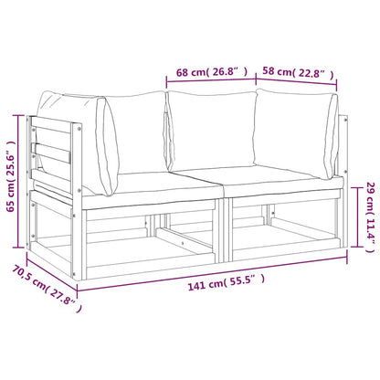 Vidaxl Sofás Modulares Esquina 2 Uds Madera Acacia Cojines Gris Claro_2