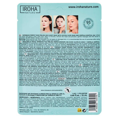 Mascarilla Facial Tisú Peeling Piel Perfecta Ácido Glicólico Iroha Nature 23 ml