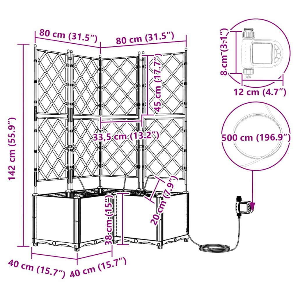 Vidaxl Jardineras Gris Claro 80 X 80 X 142 Cm Acero_2
