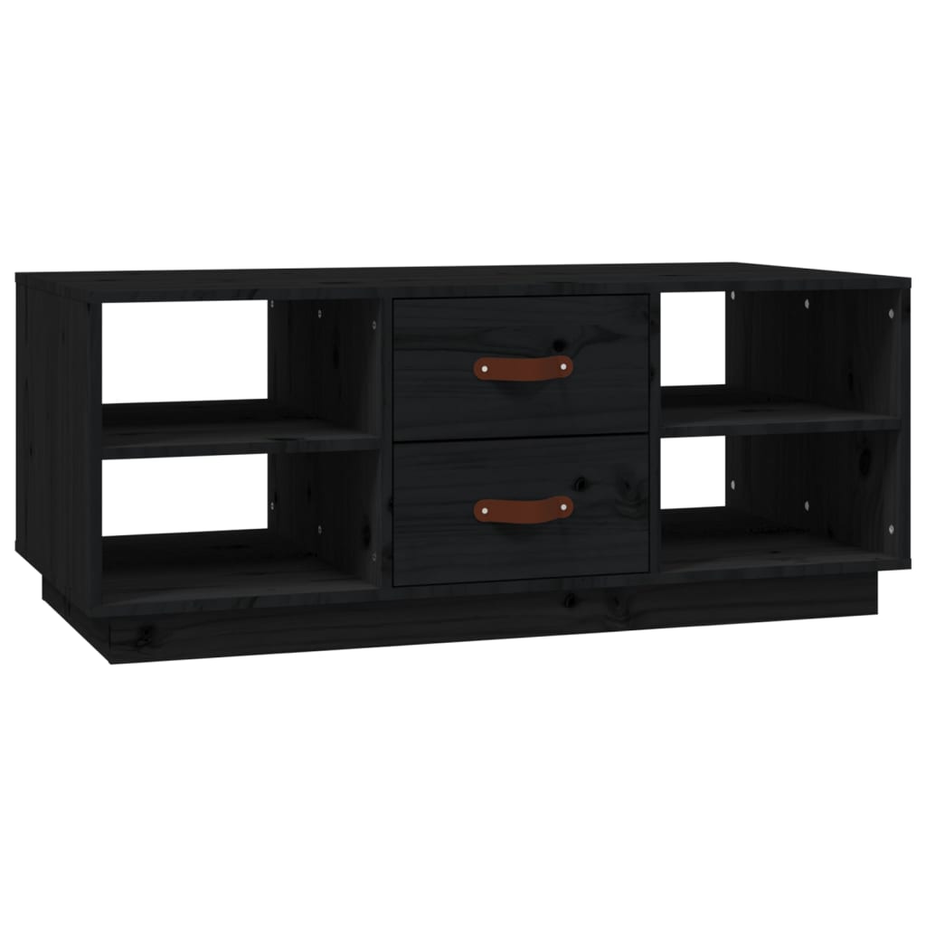 Mesa De Centro De Madera Maciza De Pino Negro 100x50x41 Cm_0