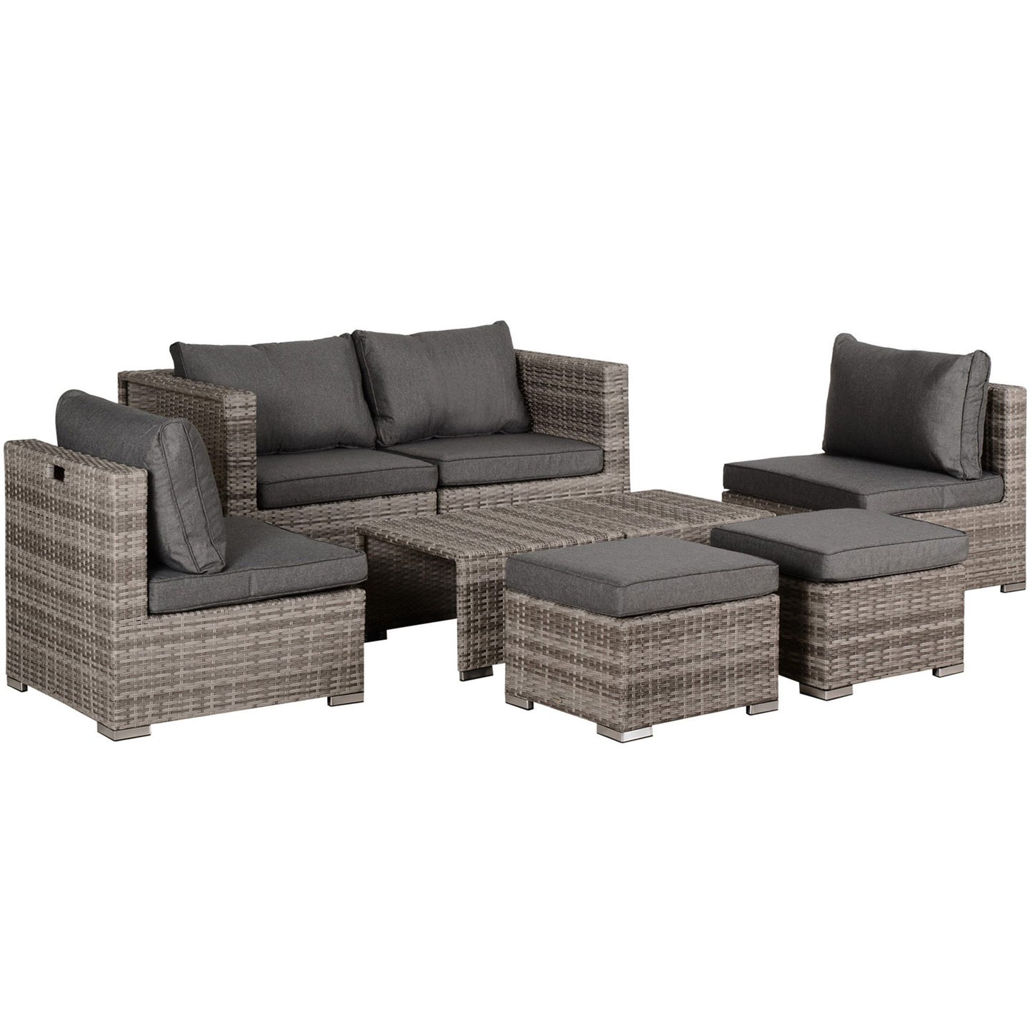 Outsunny Conjunto 8 Piezas De Sofás Ratán Con Mesa De Centro Y Reposapiés_0