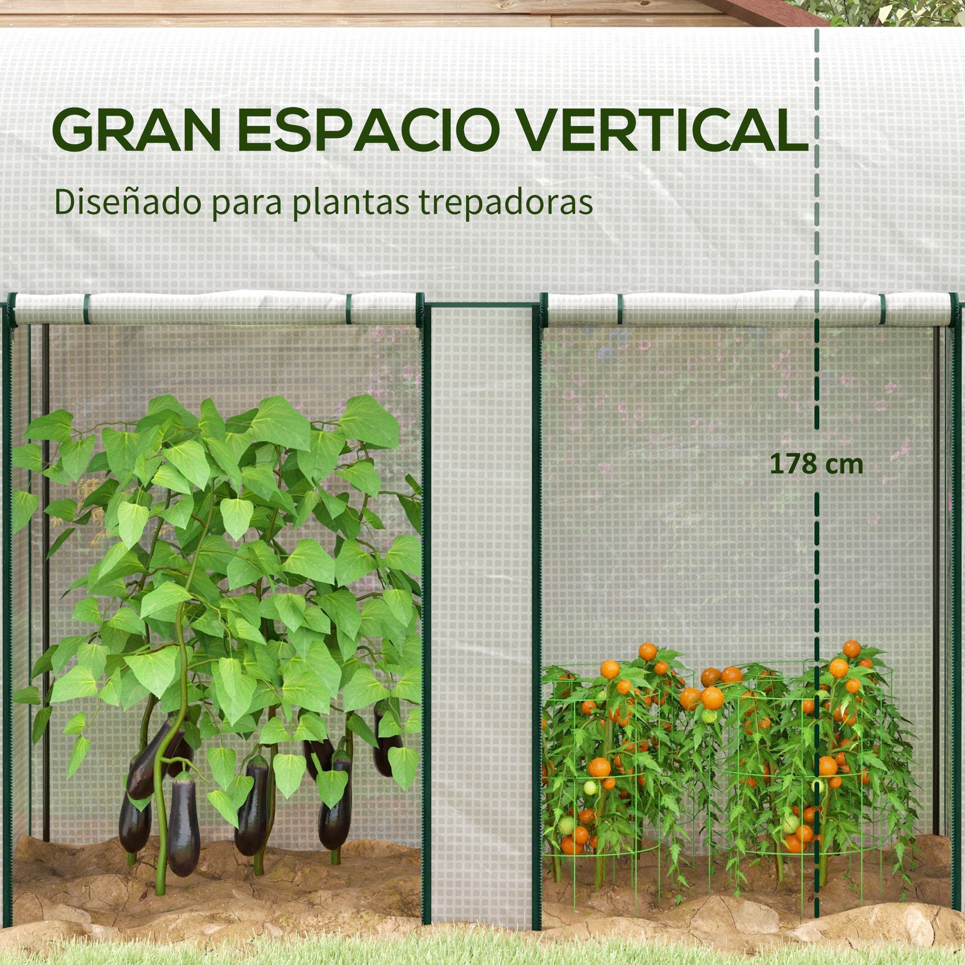 Outsunny Invernadero Pequeño Con 2 Puerta Con Cremallera 200x100x178 Cm Blanco_3