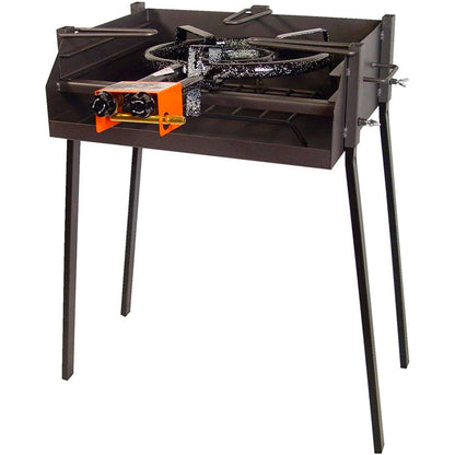 Barbacoa Cuadrada con Soporte para Paellas y Parrilla Cincada Imex el zorro 50x40x75