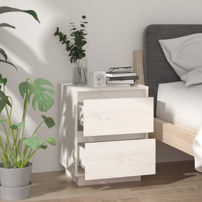 Mesitas De Noche 2 Uds Madera Maciza De Pino Blanco 40x35x50 Cm_2