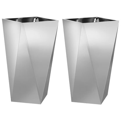 Jardinera 2 Uds. Plateado 40 X 40 X 75 Cm Acero Galvanizado_0