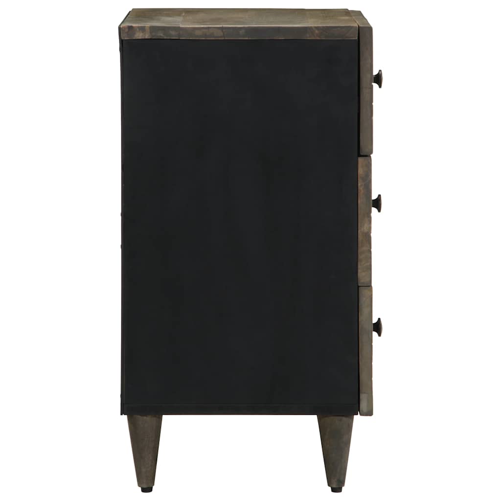 Mesita De Noche Madera Maciza De Mango Gris Claro 50x33x60 Cm_2