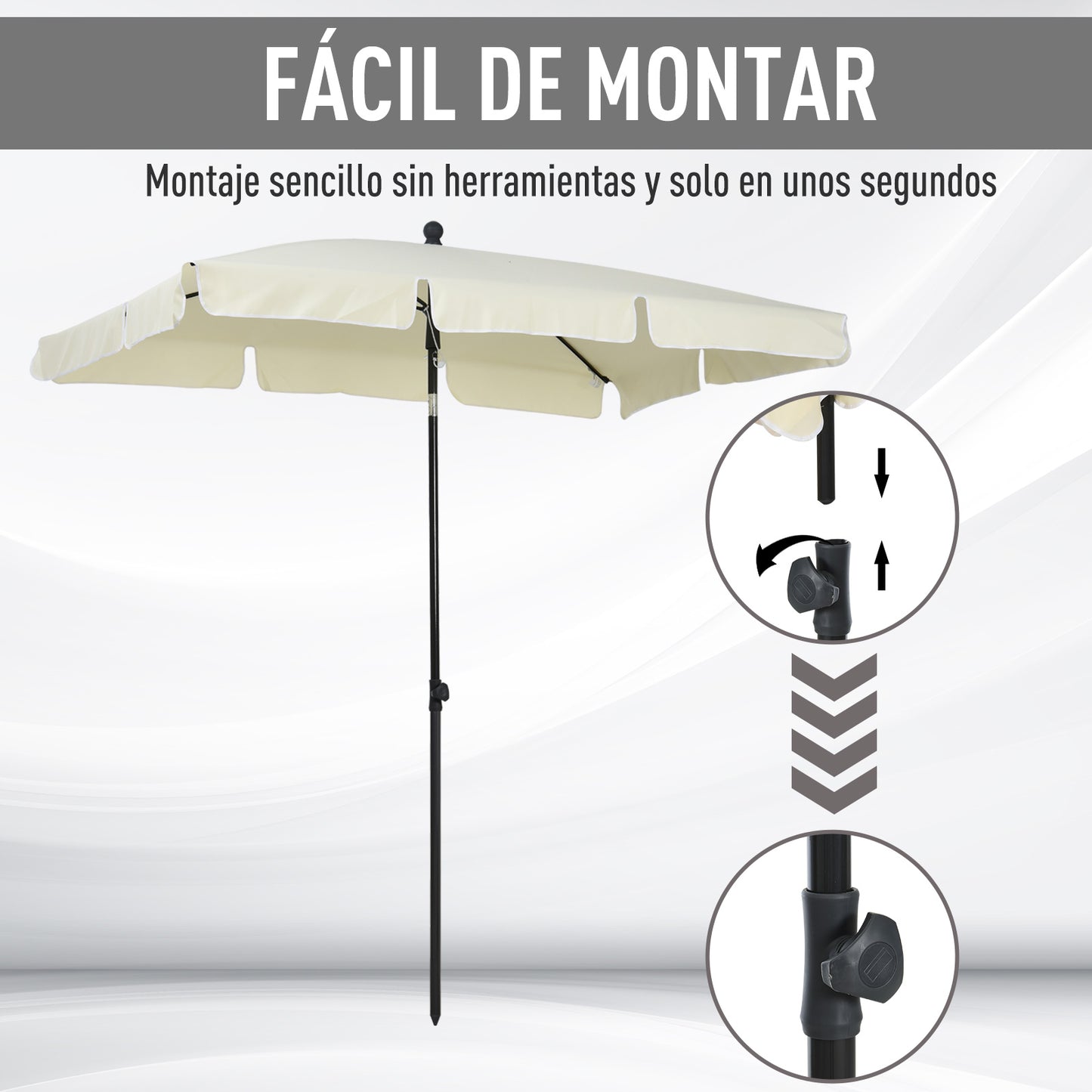 Outsunny Sombrilla De Jardín De Aluminio 198x130x245 Cm Beige_4