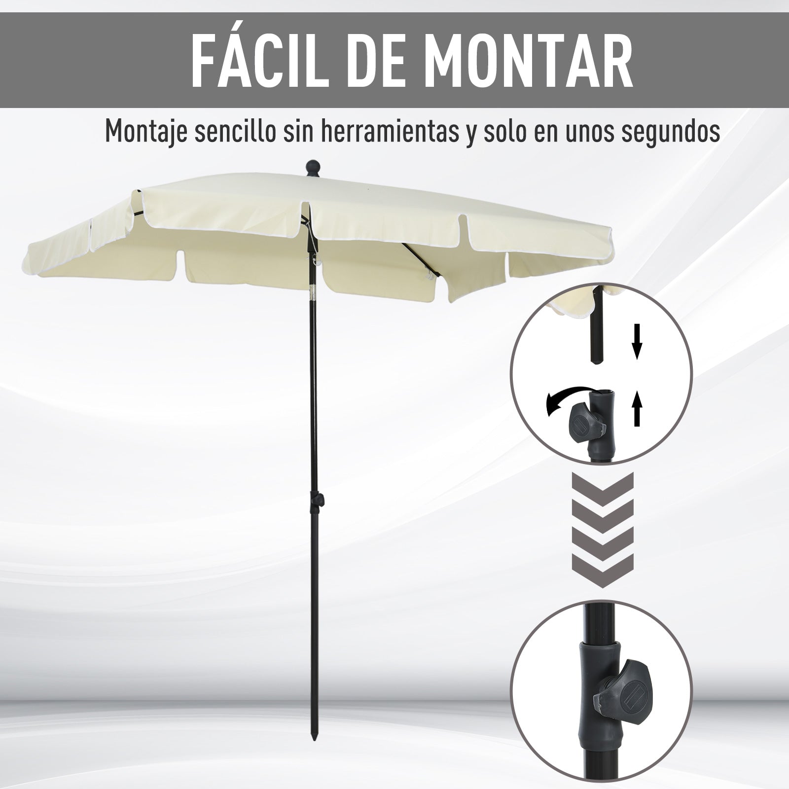 Outsunny Sombrilla De Jardín De Aluminio 198x130x245 Cm Beige_4