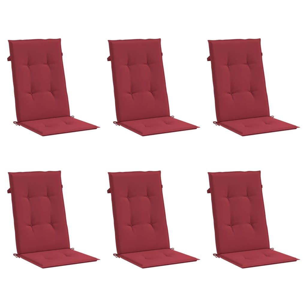 Vidaxl Cojín Silla De Jardín Respaldo Alto 6 Uds Tela Rojo 120x50x3 Cm_0