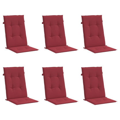 Vidaxl Cojín Silla De Jardín Respaldo Alto 6 Uds Tela Rojo 120x50x3 Cm_0