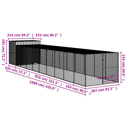 Vidaxl Caseta Perro Corral Acero Galvanizado Gris Claro 214x1069x181cm_2