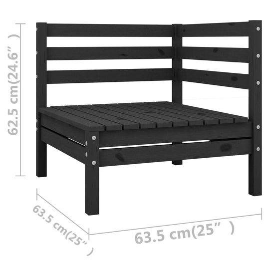 Juego De Muebles De Jardín 8 Pzas Madera De Pino Maciza Negro / Vetonek_1
