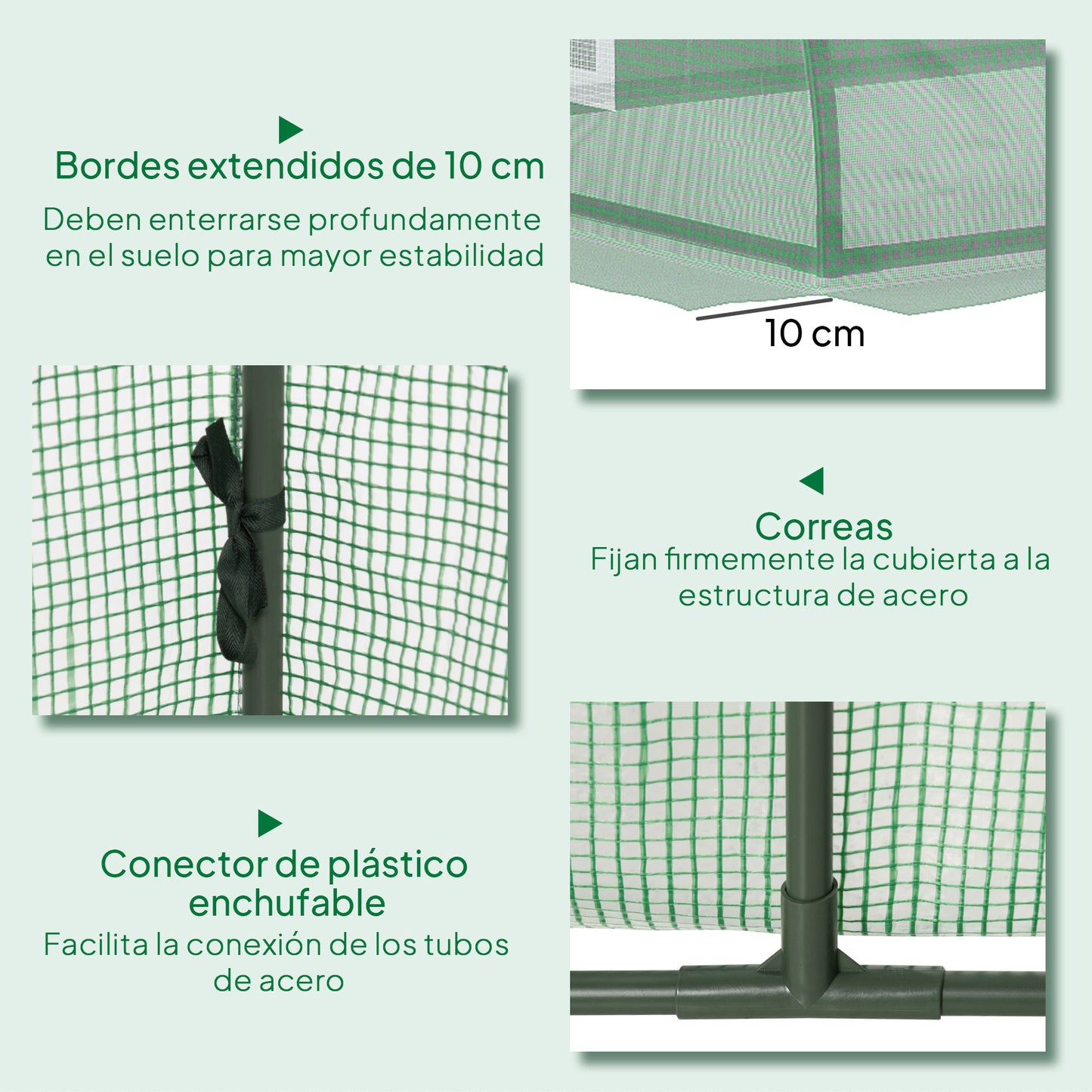 Outsunny Invernadero Con 4 Ventanas Marco De Acero Y Cubierta De Pe 200x80x45 Cm_5