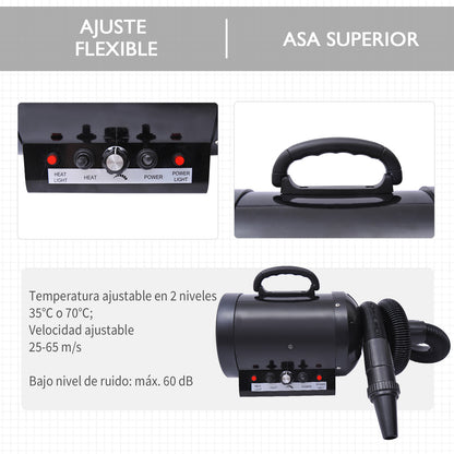 Pawhut Secador De Pelo Perros 2800w Temperatura Velocidad Del Viento Ajustable_3