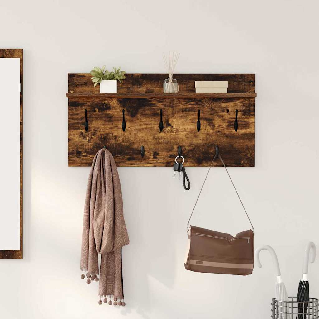 Perchero De Pared Con Estante Roble Ahumado 80 X 40 X 12 Cm_1