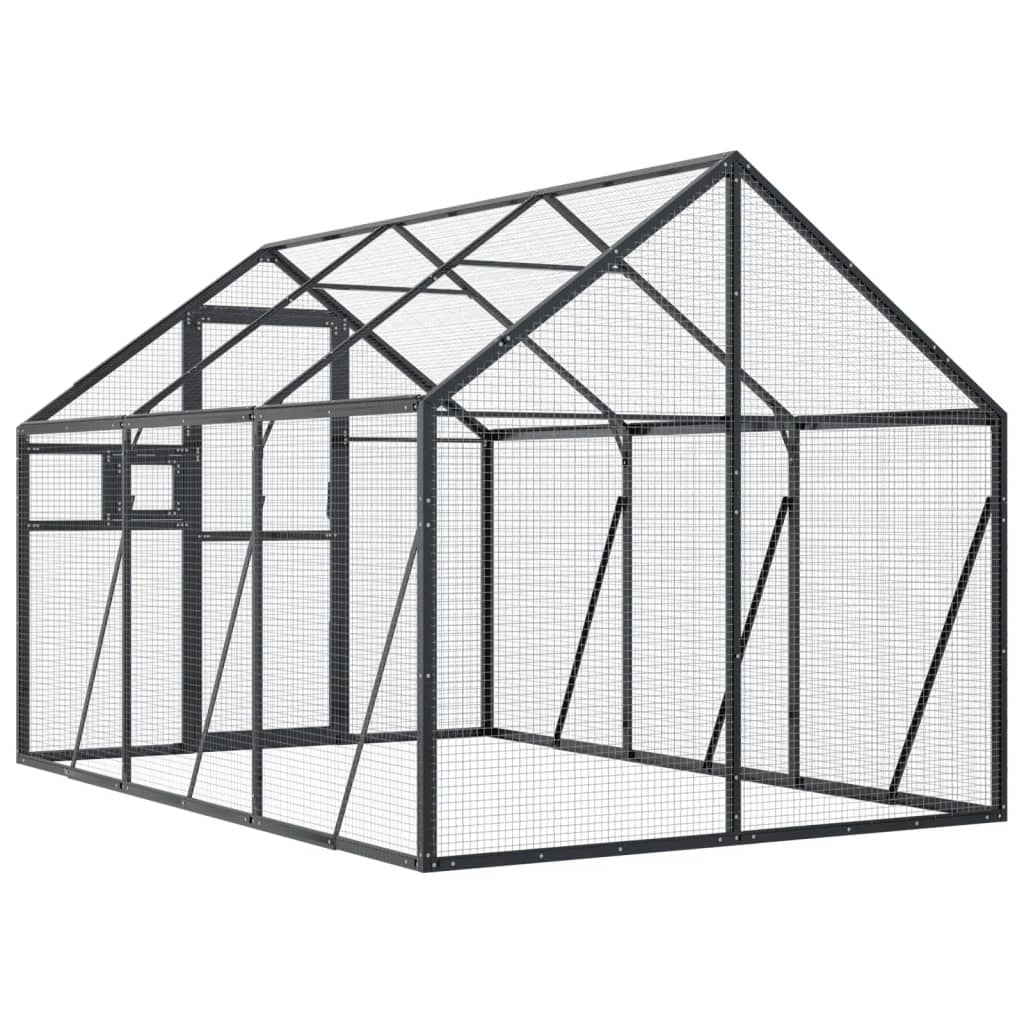 Vidaxl Pajarera De Aluminio Gris Antracita 1,79x3x1,85 M_4