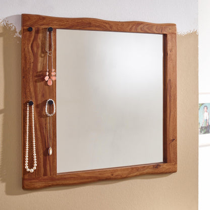 Espejo Pasillo Madera Maciza De Sheesham 80x80x3 Cm_1