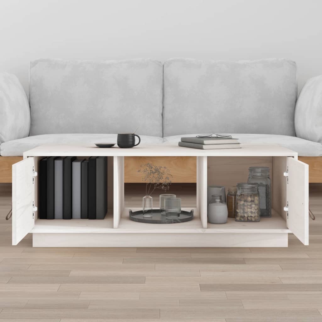 Mesa De Centro De Madera Maciza De Pino Blanco 100x50x35 Cm_1