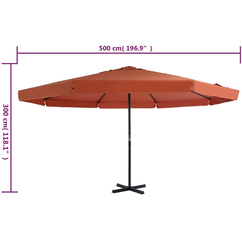Vidaxl Sombrilla De Jardín Con Palo De Aluminio 500 Cm Terracota_2