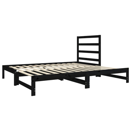 Sofá Cama Extraíble Madera Maciza De Pino Negro 2x(90x190) Cm / Vetonek_0