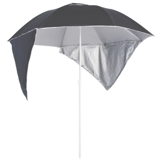 Vidaxl Sombrilla De Playa Con Paredes Laterales Gris Antracita 215 Cm_0