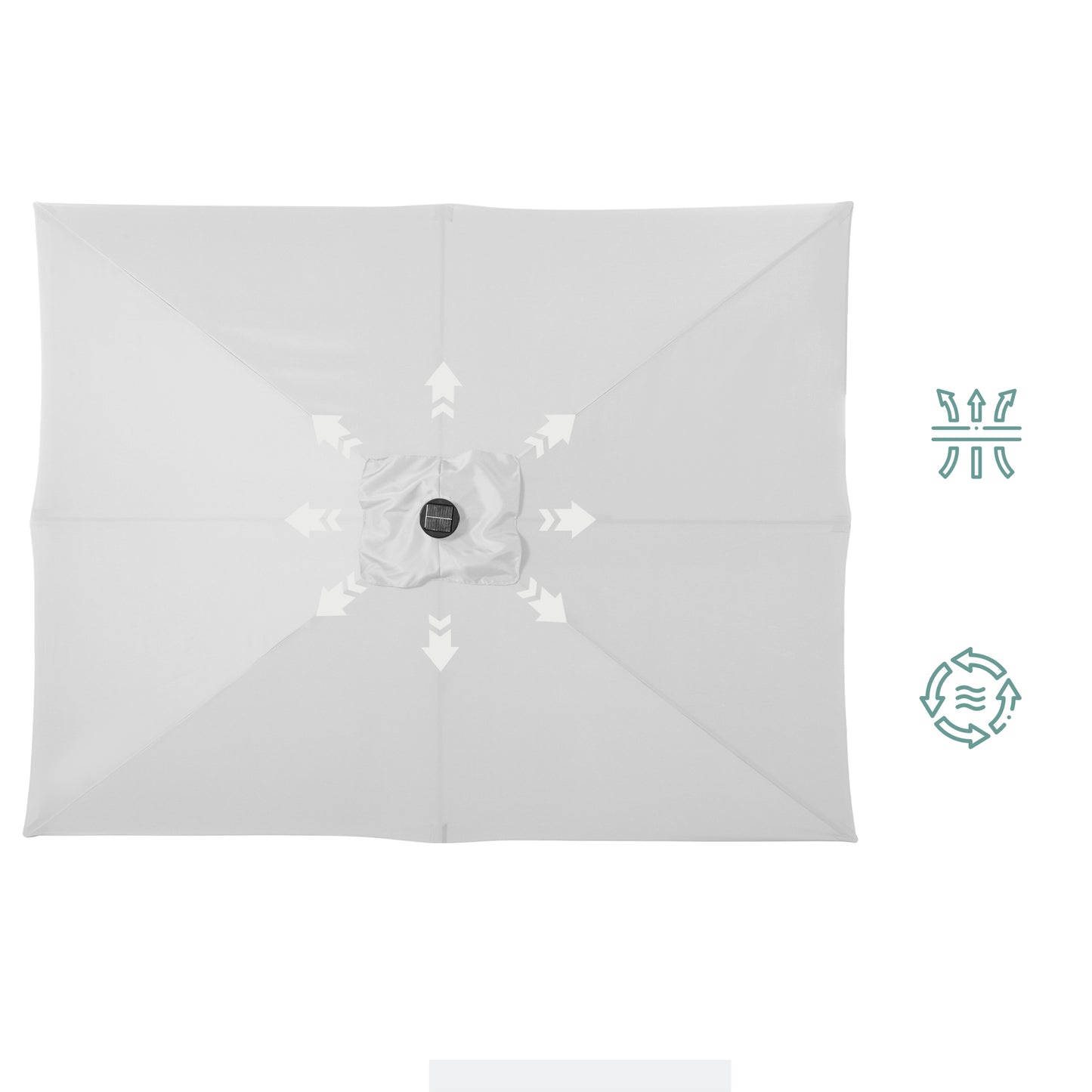 Outsunny Sombrilla De Jardín 268x205x248 Cm Con Techo Inclinable Luces Led Crema_3