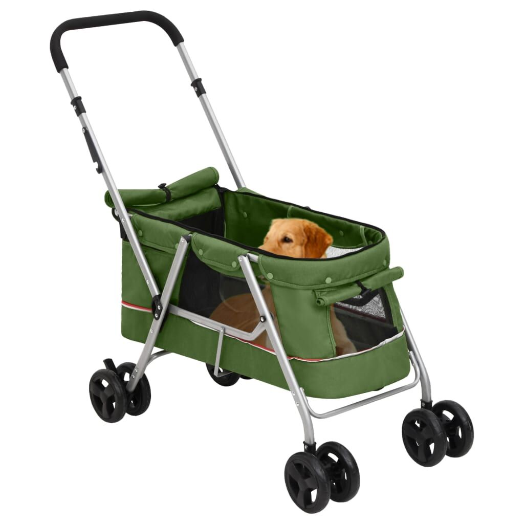 Vidaxl Cochecito Para Perros Plegable Tela Lino Verde 100x49x96 Cm_1