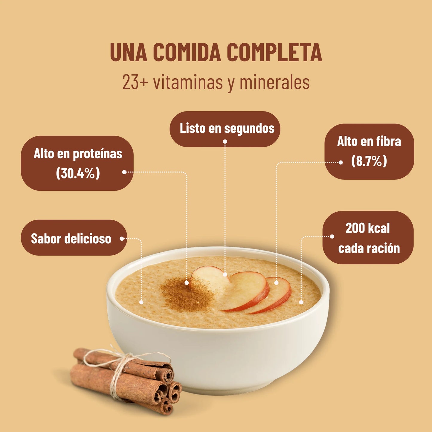 Porridge De Avena Con Sabor De Manzana Y Canela Fitóniq, 7 sobres_2