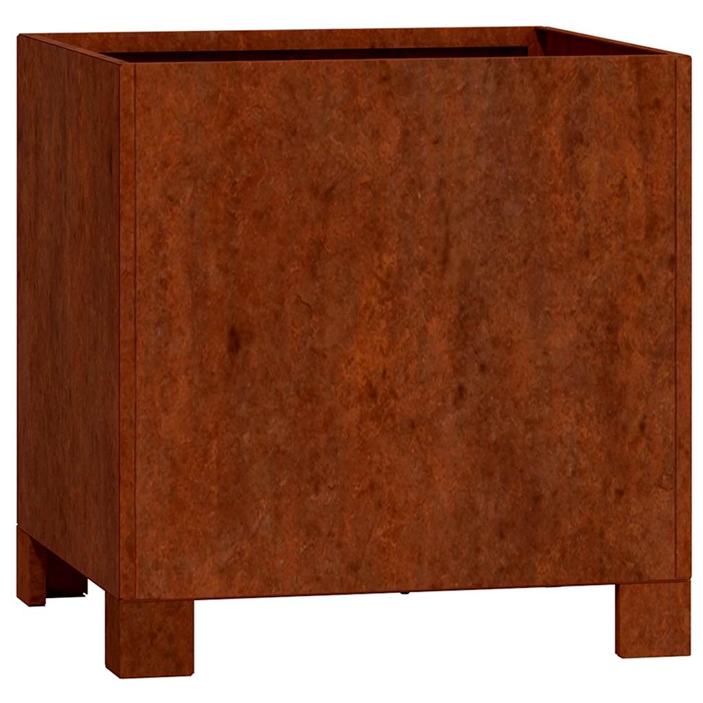 Jardinera Con Patas Acero Corten Oxidado 30x30x30 Cm_0