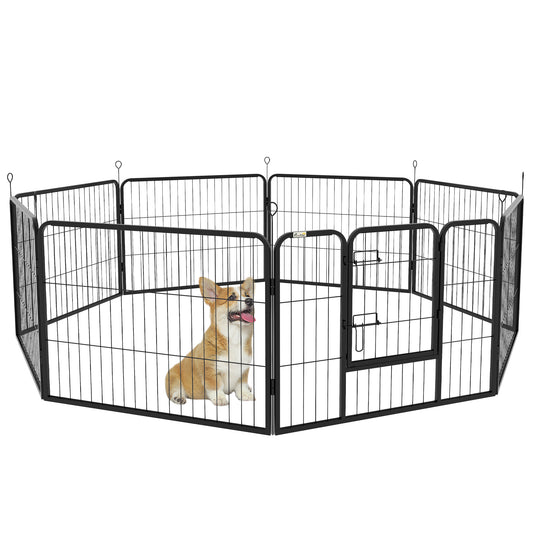 Pawhut Parque Para Perros De 8 Paneles 80x60 Cm Forma Personalizable Negro_0