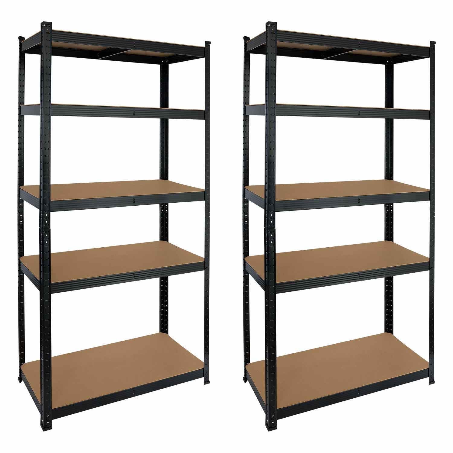 Pack 2 Estanterías Modulares Negras Con 5 Baldas Ajustables 180x90x40cm_0