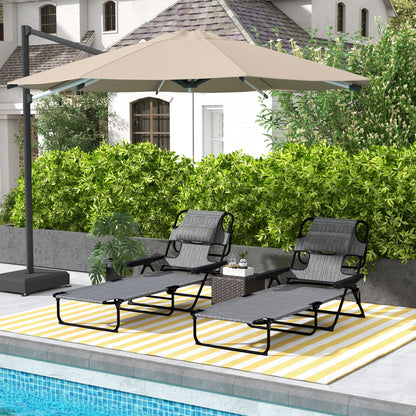 Outsunny 2 Tumbonas Plegables Con Respaldo Ajustable 194x72x31 Cm Gris_1