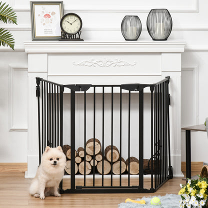 Pawhut Barrera Para Perros Plegable De 3 Paneles Con Cierre Inteligente Negro_3