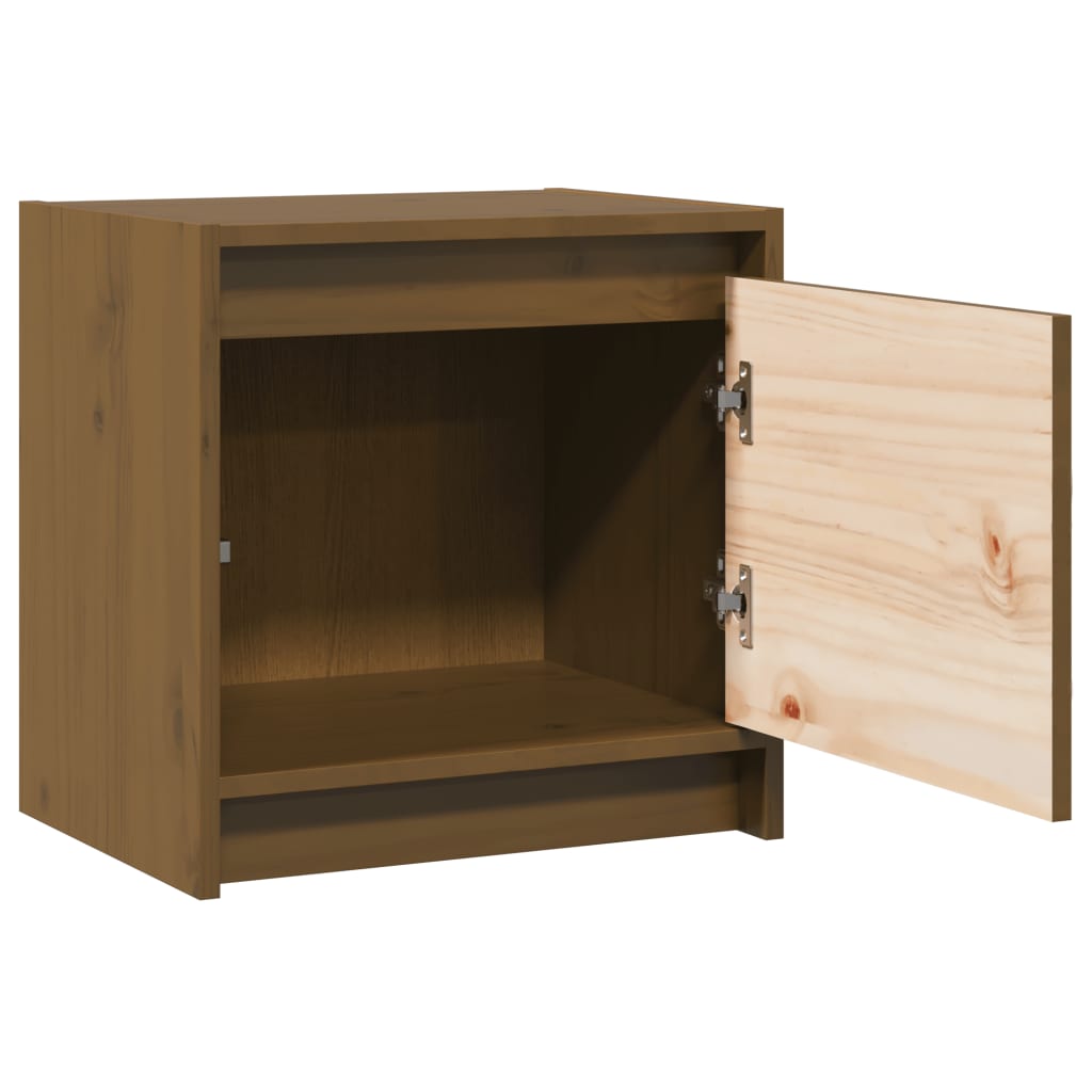 Mesitas De Noche 2 Uds Madera De Pino Marrón Miel 40x30,5x40 Cm_2