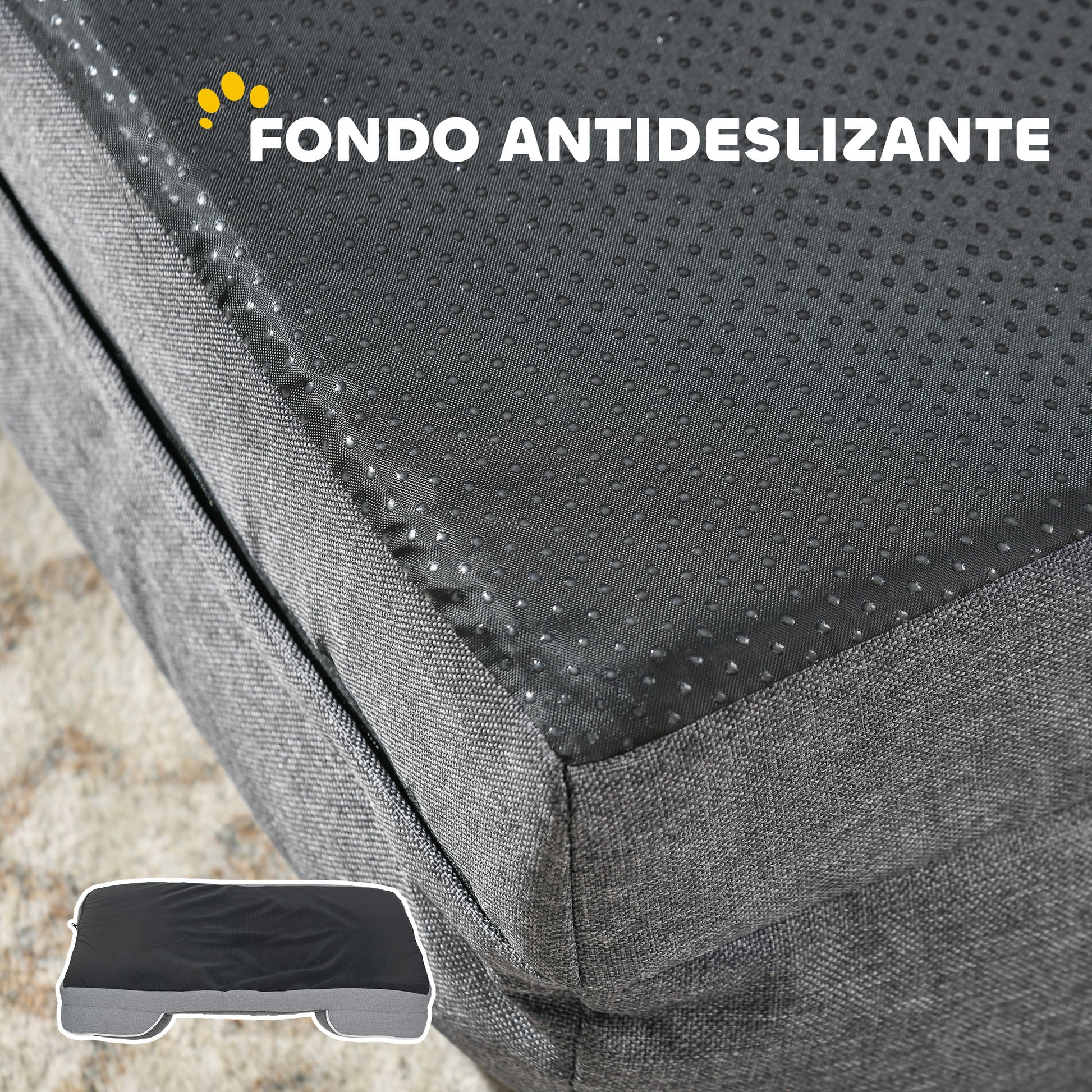 Pawhut Cama Para Perros Medianos Con Base Antideslizante 91,5x68,5x16,5 Cm Gris_5