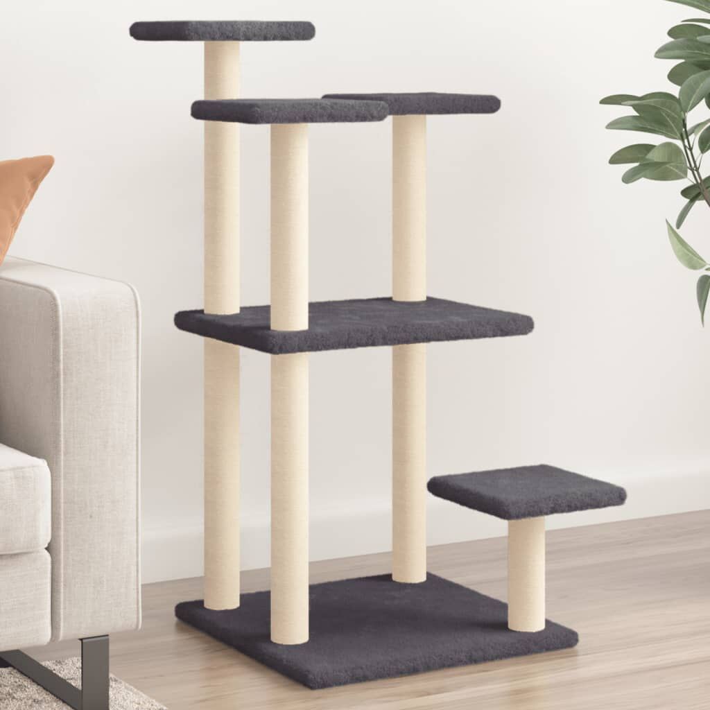 Vidaxl Postes Rascadores Para Gatos Con Plataformas Gris Oscuro 98,5cm_1