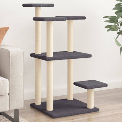 Vidaxl Postes Rascadores Para Gatos Con Plataformas Gris Oscuro 98,5cm_1