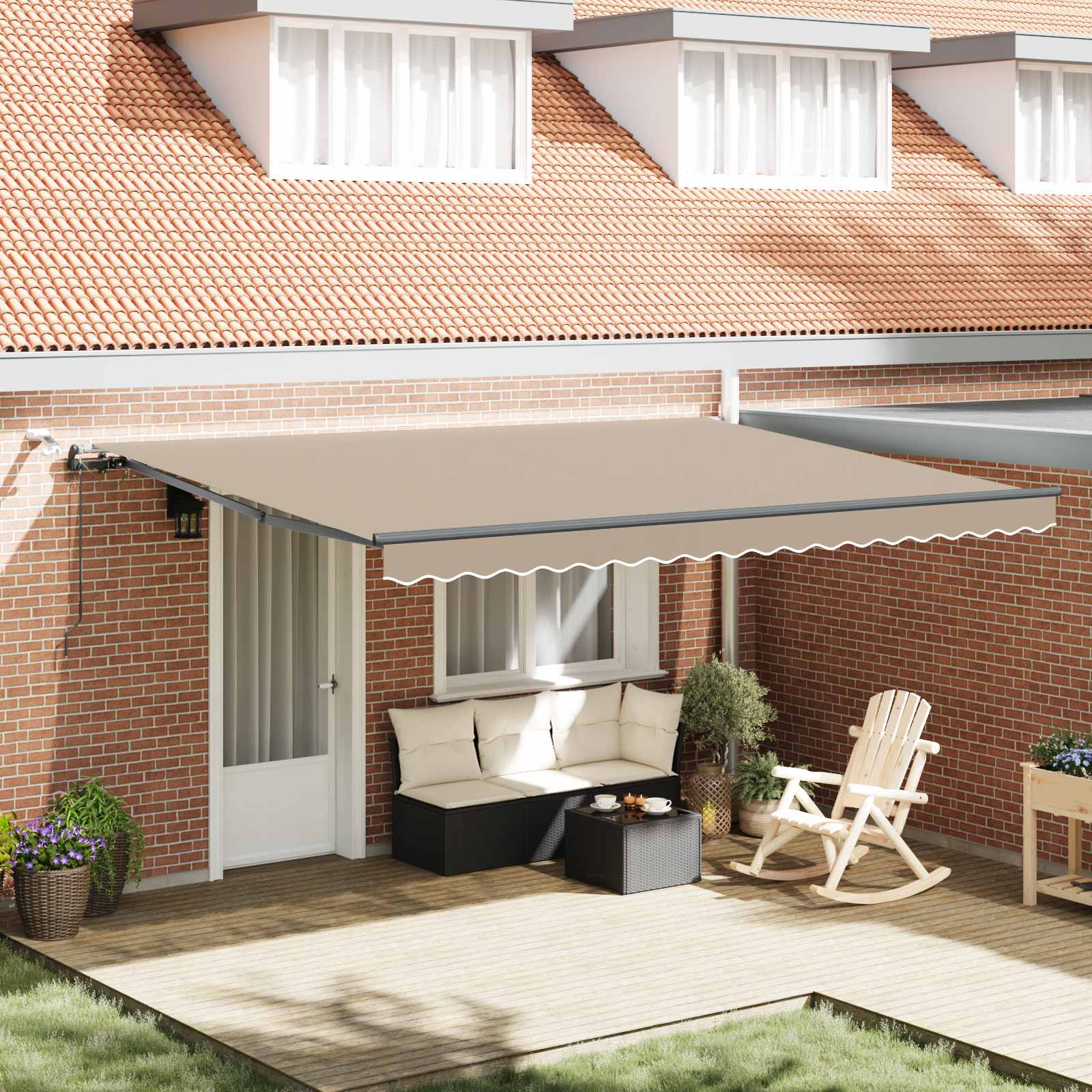 Toldo Retráctil Beige 450 X 350 Cm Poliéster_1