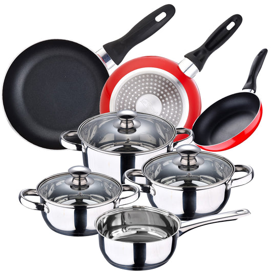 Batería De Cocina 7 Piezas San Ignacio En Acero Inoxidable + Juego De 3 Sartenes 16/20/24 Cm San Ignacio_0