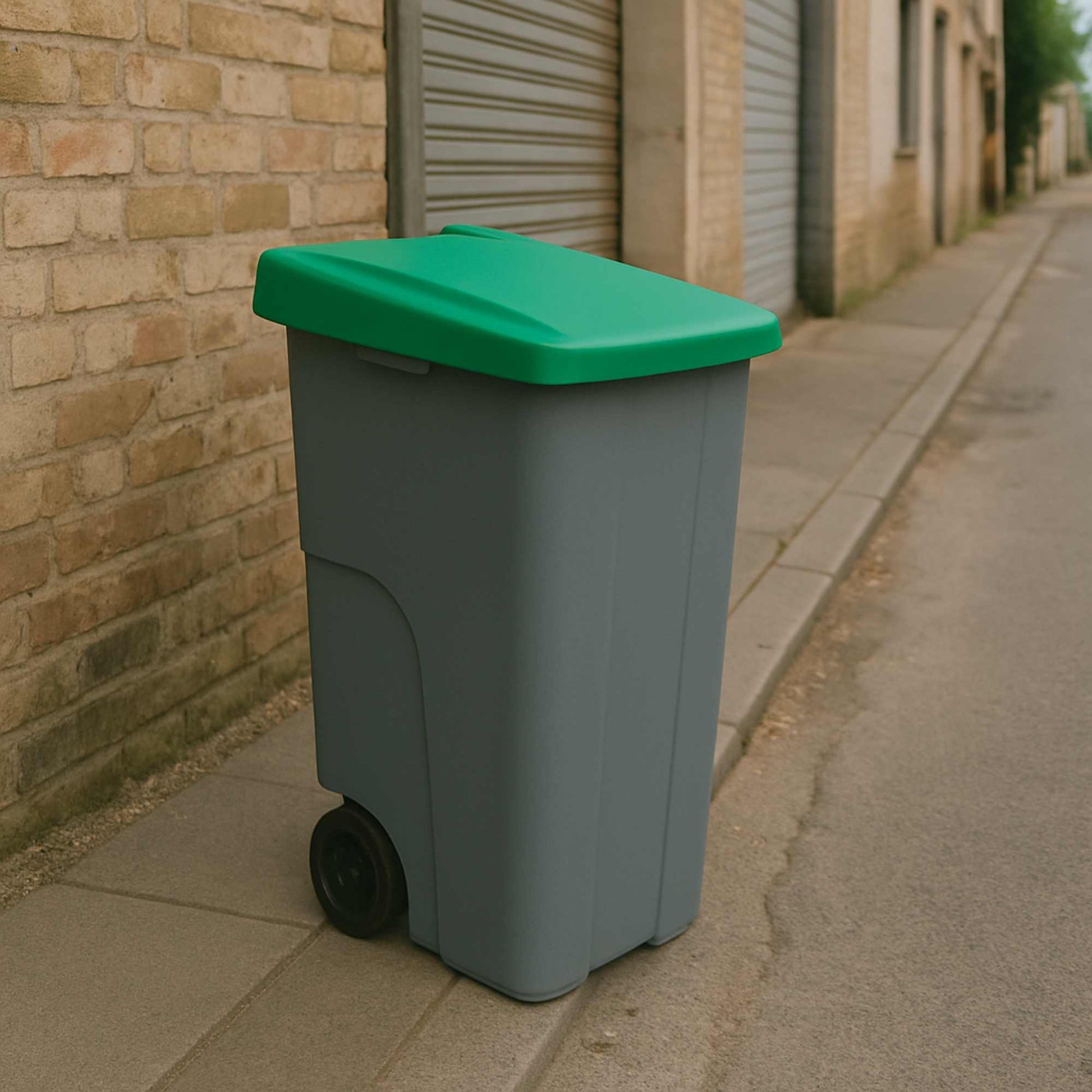 Contenedor Reciclo 110l Verde Cerrado 88x57x42 Cm Wellhome_2