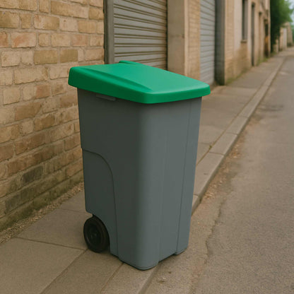 Contenedor Reciclo 110l Verde Cerrado 88x57x42 Cm Wellhome_2