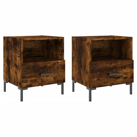 Mesita Noche 2 Uds Madera Ingeniería Roble Ahumado 40x35x47,5cm_0