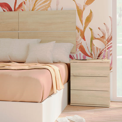 Mesita De Noche 3 Cajones, Mesilla Dormitorio Cajonera 48,5x41x40 Cm (alto X Ancho X Profundo), Briebe, Serenade, Madera